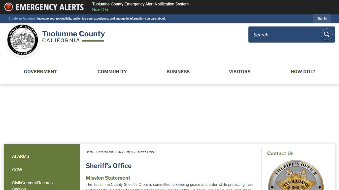 Sheriff's Office | Tuolumne County, CA - Official Website